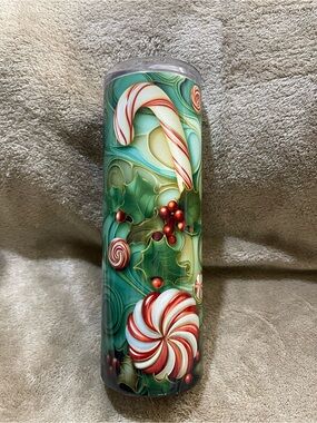 Holiday Sweet Peppermint Candy Cane Stainless Steel 20oz Tumbler